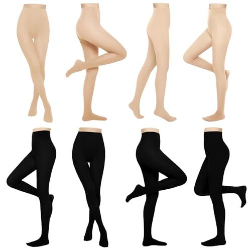 Image of 8 Pairs Solid Color Opaque Tights Set 8 Colorful Women's 80 Denier High Waist Footed Colored Pantyhose Legging Stocking