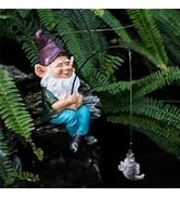 Abia Jaeia Garden Gnomes Outdoor Statue, Gnome Decorations for Yard 9.7'' Fishing Gnome Statue Ou...