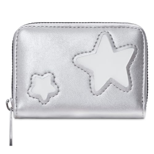 HENYGEN Practical Pu Leather Card Case with Star Detailing Multiple Essential Coin Purse Lightweight Travel Wallet Fashionable Star