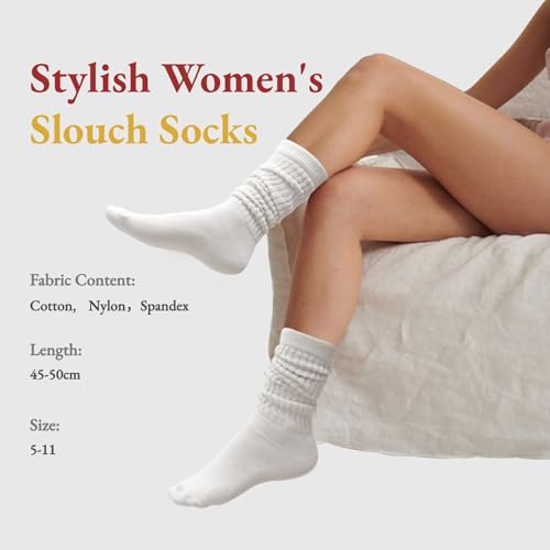 Image of Knee High Slouch Socks - Women's Scrunch Boot Socks Size 5-11 Calf Socks with Stacked Soles