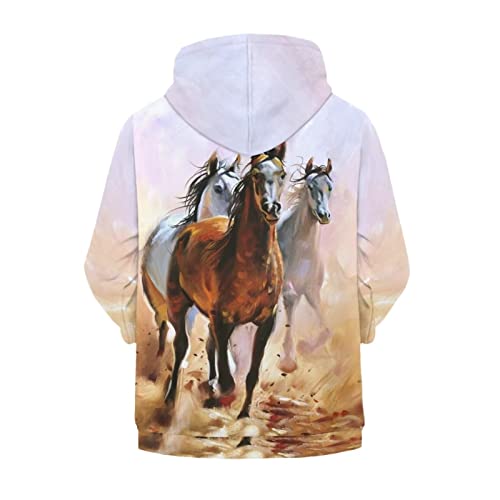 Disnimo Running Horse Girls Zip Up Hoodie 6 7 Kids Casual Hooded Sweatshirts Hoody With Pockets Teen Girls Long Sleeve Fall Jacket Outfits Trendy Clothes Pullover Top #TOP3