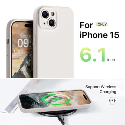 Image of GOODVISH Compatible with iPhone 15 Case, Silicone Upgraded [Enhanced Camera Protection] Phone Case with [2 Screen Protectors], Soft Anti-Scratch Microfiber Lining Inside, 6.1 inch, Rock Gray