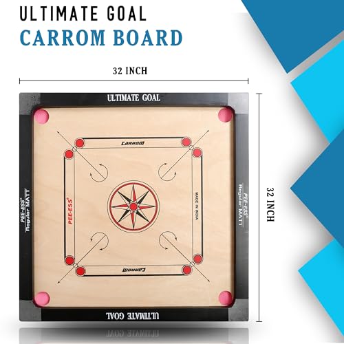UG ULTIMATE GOAL Ultimate Goal Sports Carrom Board | Shiny Gloss Finish Large Size Carrom Board With Coins And Striker For Kids And Adult - 32 X 32 Inch