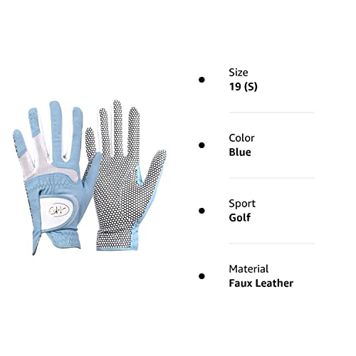 Gh Women's Leather Golf Gloves One Pair - Plain Both Hands (Blue, 22 (Xl)) #TOP7