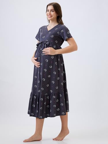 Image of AV2 Women's Cotton Midi Maternity Nighty