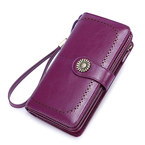 TZL Cadeaux de Noël Portefeuille en Cuir pour Femme,Porte-Monnaie,Portefeuille à Fermeture éclair pour Femme avec Plusieurs Emplacements pour Cartes,Portefeuille avec Blocage RFID Grande Capacité Cover