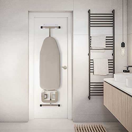 Ironing Board Hanger Wall Mount Ironing Board Holder Organizer Wall Rack for Laundry Rooms Storage Rack Hanging Shelf Hanger (Black) (White)