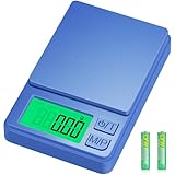Diyife Feinwaage 1000g/0,01g mit LCD Display und 2 Batterien, Briefwaage mit 7 Messeinheiten Abstellautomatik & Tara, Tragbare Präzisions Küchenwaage, Waage Gramm für Küche, Hefe, Kaffee – Hellblau