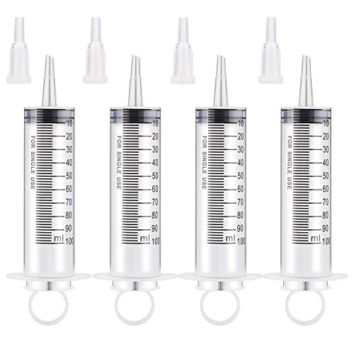 4 Pack 100Ml Syringes, Large Plastic Garden Syringe, Dispensing Multiple Uses Measuring Syringe Tools For Scientific Labs, Watering, Refilling #TOP1