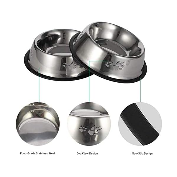 2 Stainless Steel Dog Bowl/Dog Feeding Bowls/Paw Dog Bowl for Medium Big Dogs Feed Water and Food-8.7 x2.75Inches (Large,Metal) 2 Stainless Steel Dog Bowl/Dog Feeding Bowls/Paw Dog Bowl for Medium Big Dogs Feed Water and Food-8.7 x2.75Inches (Large,Metal)