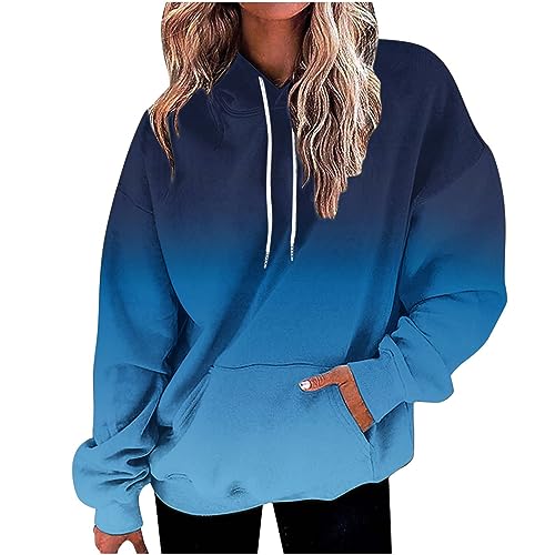 Olivcker Sudaderas con capucha para mujer, con estampado degradado, camisas de manga larga, sudaderas con capucha de gran tamaño, acogedoras y suaves, A6-azul~regalos de San Valentín para ella, S