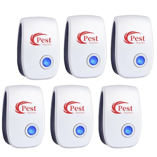 Repelente Ultrasónico de Plagas, 6 Pack Electrónico Repelente Control de Plagas, Repelente Ultrasónico Mosquitos para Anti Mosquitos, Moscas, Ratones, Cucarachas, Arañas, Roedores