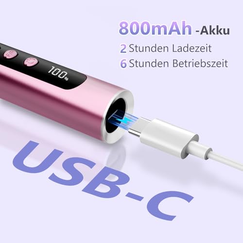 POFIBO Nagelfräser Kabellose 35000 U/Min Nagelfräser für Gelnägel - Professioneller Nail Drill für Gel- und Acrylnägel, Elektrische Nagelfeile mit Verstellbarer Geschwindigkeit für Maniküre Pediküre