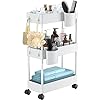 Pipishell Slim Storage Cart with Wheels, Bathroom Cart Organizer Small, Rolling Cart for Bathroom, Laundry Room, Kitchen…