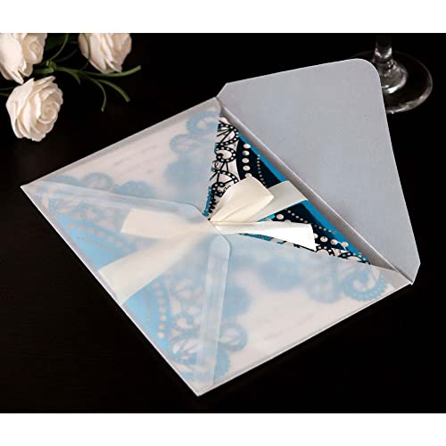Cartes d'invitation de mariage dorées découpées au laser avec ruban chic - 5