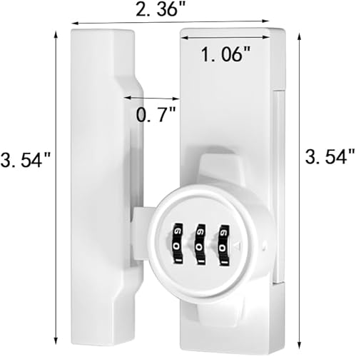 Miniatura 2 de Paquete de 2 cerraduras mecánicas blancas con contraseña para puertas de granero, entrada sin llave para proteger la privacidad, pestillo abatible