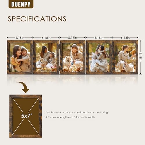 Image of DUENPY 5 Folding 5x7 Accordion Wood Frame Plexiglass Brown