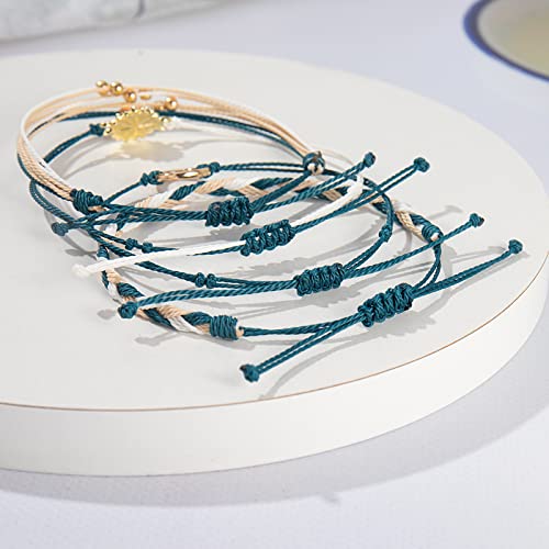 Image of Stackable Sunflower String Bracelets Cute Boho Braided Summer Beach Jewelry