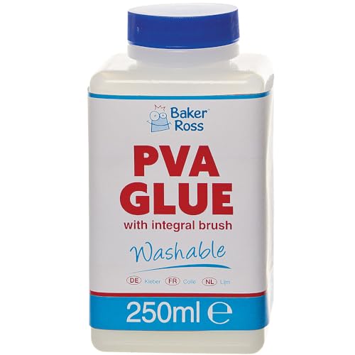 Baker Ross FN284 PVA Glue with Integral Brush - Pack of 1, Spreadable Glue for Arts and Crafts