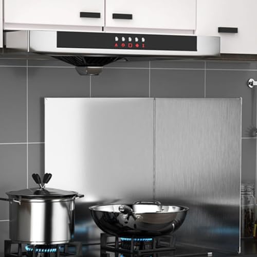 Salpicadero ajustable de acero inoxidable de 29 x 40 pulgadas, para cocina, salpicaduras de acero inoxidable satinado, protector de salpicaduras de acero inoxidable para cocina (29 x 40, 3 rebanadas)