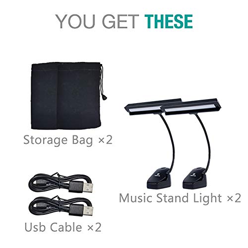 Vekkia 2 Pack Professional Super Bright Led Music Stand Light, Clip On Orchestra Piano Lights, 9 Levels Dimmable, Rechargeable. Perfect For Piano, Orchestra, Craft, Usb Cable Incl #TOP5