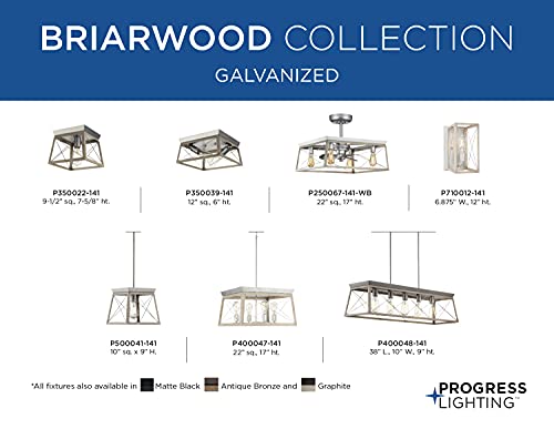 Image of Progress Lighting 1-Light Farmhouse Wall Sconce Light Bleached Oak Wood, Briarwood Collection, Indoor, P710012-141, Galvanized Finish
