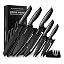 5 Knives With Sheaths - Black With Sharpener