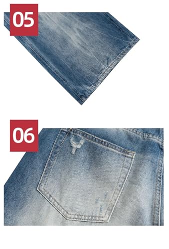 Men's and Women's Jeans Wide Leg Pants Hole Washed Made Old Jeans4