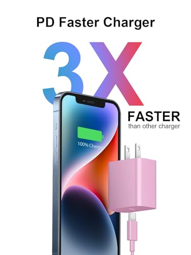 Image of Extra Long 10FT iPhone 14 13 12 Charger Fast Charging 20W PD USB C Wall Charger with Fast Charging Cable Compatible iPhone 14 /13 /12 /11 /Pro /Pro Max /Mini /Xs Max /XR /X, iPad - Pink