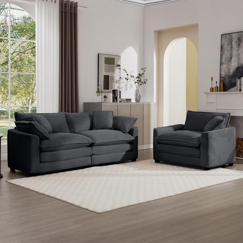 KEIKI 2-Piece Sofa Set with Loveseat, Single Sofa & Pillows