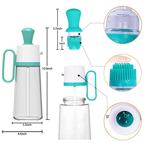Qsgang Glass Cooking Olive Oil Dispenser Bottle For Kitchen With Brush Pour Brush Squeeze Oil 3 In 1 Silicone Dropper Measuring Oil Dispenser For Cooking Fry Baking Bbq Mother's Day Gift… (Green) #TOP1