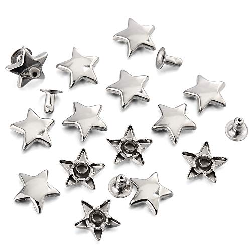 100 Sets 12MM Silver Star Rivets for Leather Star Rivet Studs Garment Rivets Leather Rivets Studs and Spikes for Leather Craft Clothing Bags Belts Dog Collar Shoes DIY Rivets 15/32 Inch by YORANYO - Used condition - US$8.09