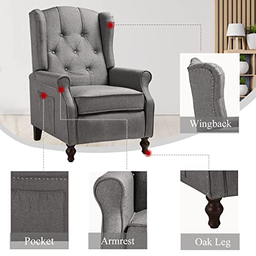 Oqqoee Accent Chair Reading Wingback Chair Set Of 2 With Massage And Heat Fabric Push Back Recliner Club Chair Diamond Tufted Armchair, Side Pockets, Footrest, Wooden Legs, Living Room(2, Grey) #TOP5