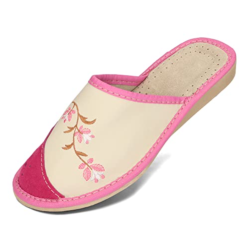 BAWAL Damen Hausschuhe aus Leder Beige Schwarz Braun Rot Pantoffeln Bequeme und Atmungsaktive Schuhe Größen 36-41 EU (Beige-Rosa, eu_footwear_size_system, adult, numeric, medium, numeric_40) BAWAL Damen Hausschuhe aus Leder Beige Schwarz Braun Rot Pantoffeln Bequeme und Atmungsaktive Schuhe Größen 36-41 EU (Beige-Rosa, eu_footwear_size_system, adult, numeric, medium, numeric_40)