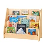 OOOK Bücherregal Kinder Holz mit 4 Ablagen, Montessori-bücherregal Kinderzimmer, Frontales Bücherregal Kleinkind für Klassenzimmer und Spielzimmer