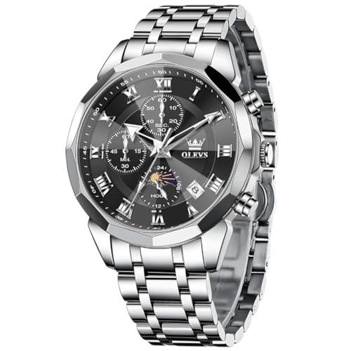 Image of OLEVS Men Watch Business Dress Diamond Luxury Watch Luminous Easy to Read Date Waterproof Stainless Steel Quartz Analog Simple Dress Watch