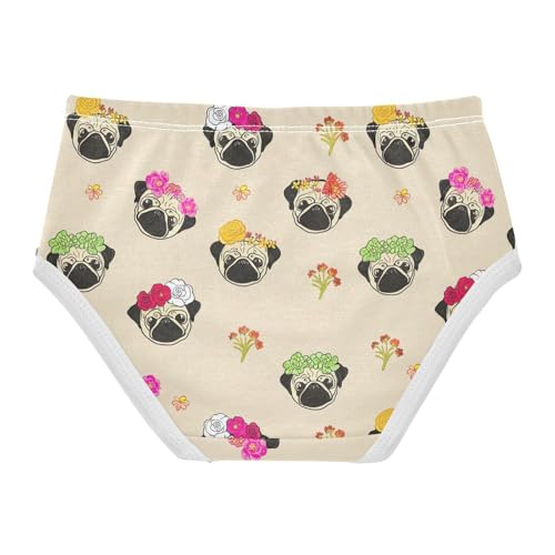 Cute Pugs Flower Beige Animal Girls Underwear Toddlers 2t Cotton Panties for Girl Animals Undies Kids Briefs2