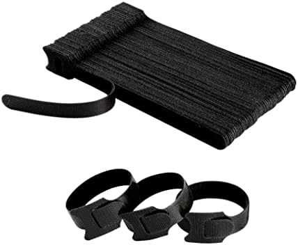 120PCS Reusable Fastening Cable Ties - BSELEYY 6 in Cable Management Ties Cable Straps With Hook and Loop Multipurpose Adjustable Cord Ties Cord Organizer for Home Office (Black)