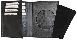 Mens Leather Wallet Badge Sheriff Officer Police Shield Fire Security ID Holder