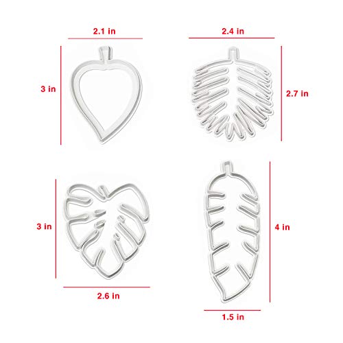 Clever Monster Tropical Leaf Cookie Cutter Set Of 4, Hawaiian Palm Leaves Fondant Cutters Set For Gum Paste, Sugarcraft Candy, Luau Cake Decorating #TOP3