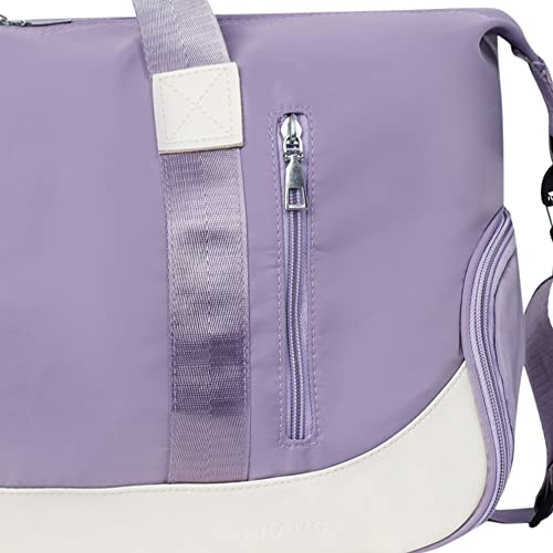 Image of Furn Aspire Gym Bag for Women and Men Durable Training Fitness Travel Duffel Handbag with Shoes Compartment and Wet Pocket Lightweight Gymbag (D). Purple