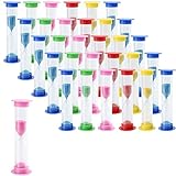 JAPCHET 30 Packs 1 Minute Sand Timer, 3.4x1 Inch Hourglass Sandglass Clock, Countdown Bulk Set Timers, 5 Colors