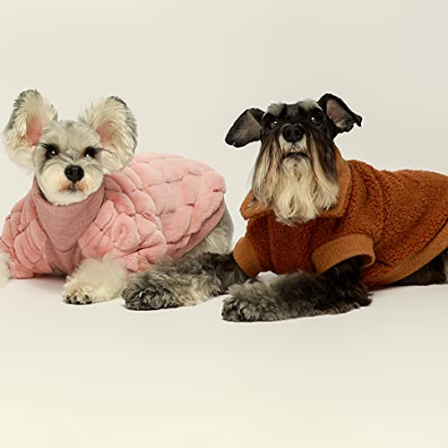 Fitwarm Vest Fuzzy Thick Sherpa Dog Coat Vest Turtleneck Sweater Puppy Winter Clothes Doggie Knitted Pet Cold Weather Clothes Doggy Pullover Jacket Cat Apparel Brown Medium #TOP3