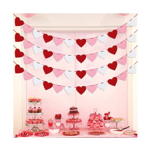 4 Banners de guirnaldas de corazones amarillos para San Valentín y bodas 4