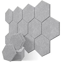 JBER Hexagon Sound Proof Foam Panels, Acoustic Foam Panels Sound Proof Foam Panels, 14" X 12" X 0.4" High Density Acoustic Treatment for Studio, Home, Office12 Pack - Gray