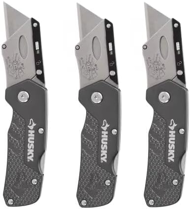 Husky Compact Folding Lock-Back Utility Knife Set (3-Pack)