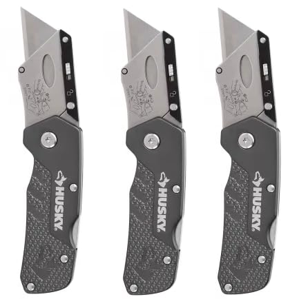 Husky Compact Folding Lock-Back Utility Knife Set (3-Pack)