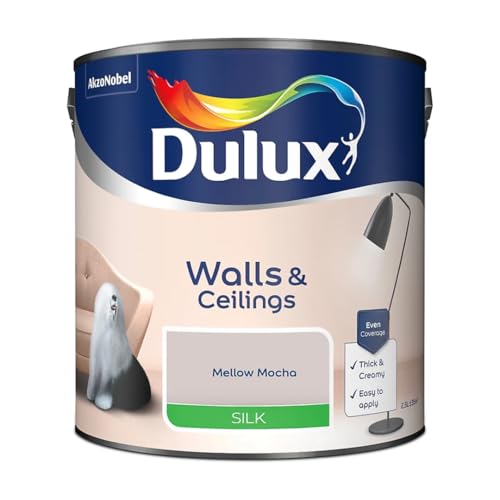 Image of Mellow Mocha Walls & Ceilings Silk Emulsion Paint 2.5 L – Smooth Washable Silk Finish, Quick Dry, Low-VOC, Easy Application for Interior Walls & Ceilings
