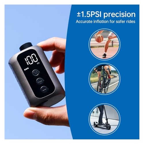 Mini inflador de neumáticos portátil de 100 PSI con pantalla digital para bicicletas 7