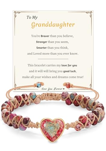 Image of Gifts for Daughter Granddaughter, To My Mom Grandma Wife Girlfriend Sister Jasper Heart Bracelets Birthday Graduation Anniversary Christmas Stocking Stuffers Valentines Mothers Day Jewelry